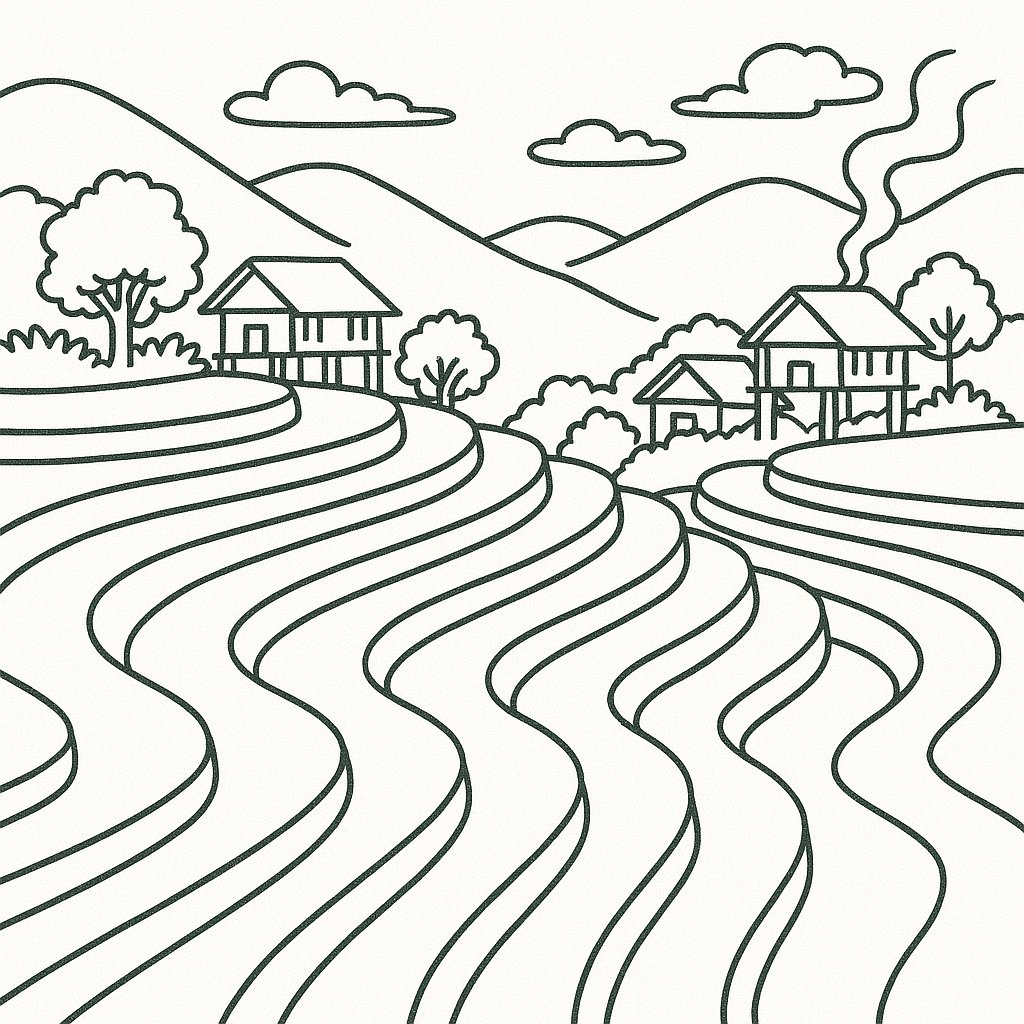 Ruộng bậc thang có bản làng