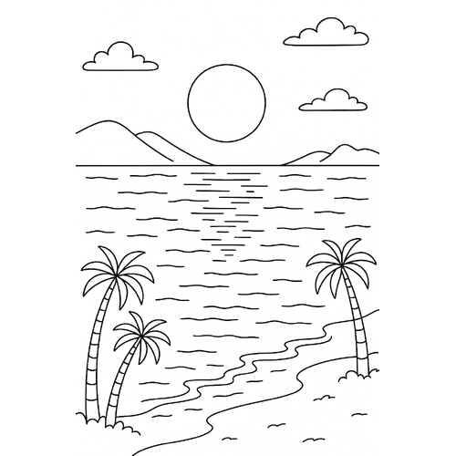 Tranh tô màu phong cảnh biển cho bé PDF đẹp nhất 2025