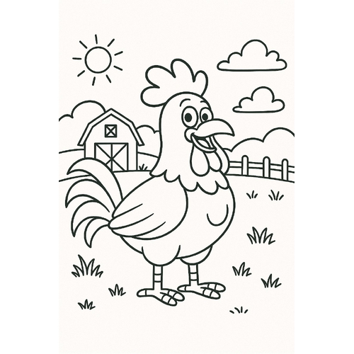 Hình tô màu con gà cho bé 2025 - PDF miễn phí