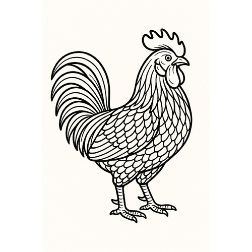 Hình tô màu con gà cho bé 2025 - PDF miễn phí