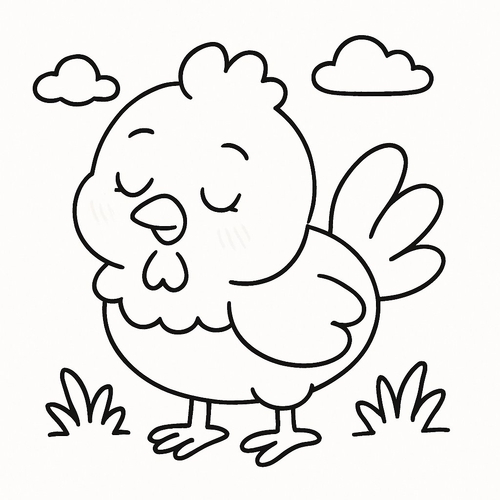 Hình tô màu con gà cho bé 2025 - PDF miễn phí