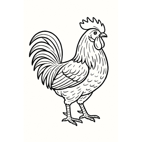 Hình tô màu con gà cho bé 2025 - PDF miễn phí