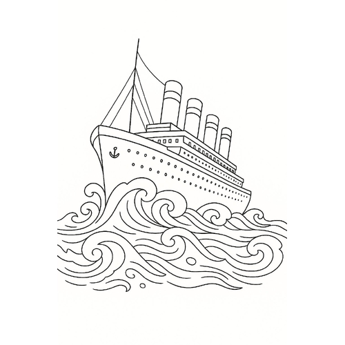 Tô màu tàu Titanic cho bé 2025 - Hình PDF miễn phí