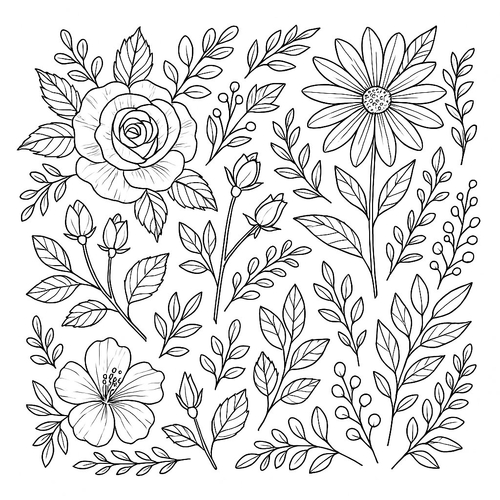 Tranh tô màu vườn hoa mùa xuân cho bé 2025