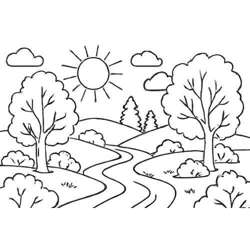 Tranh tô màu trời nắng cho bé 2025