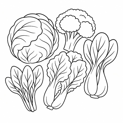 Tranh tô màu rau cải cho bé 2025