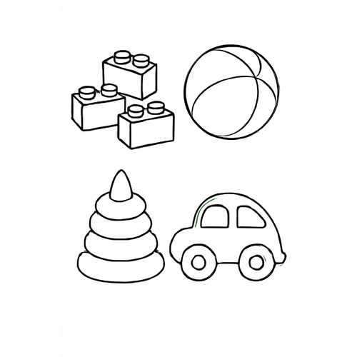 Tranh tô màu đồ chơi trường mầm non cho bé 2025