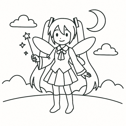 Tranh tô màu Miku cho bé PDF dễ thương nhất 2025