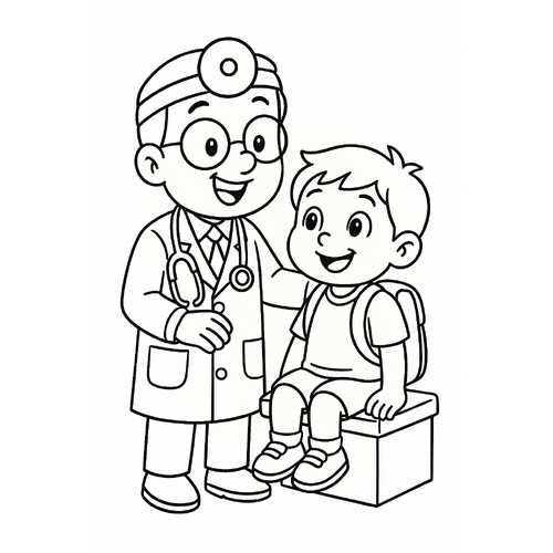 Tranh tô màu bác sĩ khám bệnh cho bé PDF đẹp 2025