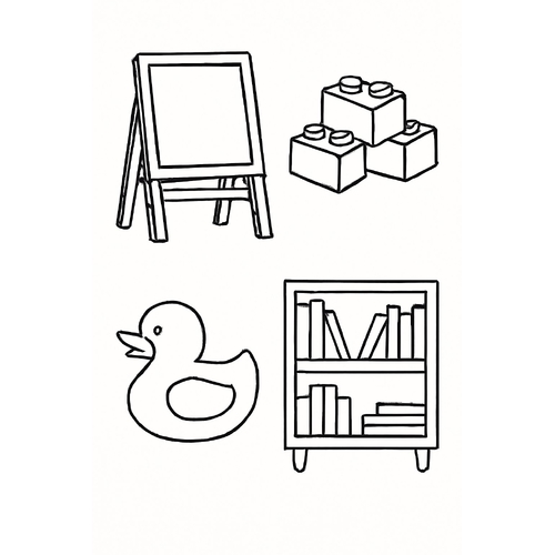 Tranh tô màu đồ chơi trường mầm non cho bé 2025