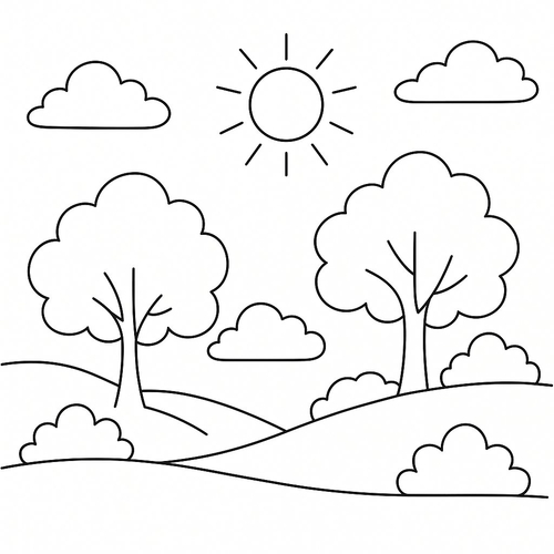 Tranh tô màu trời nắng cho bé 2025
