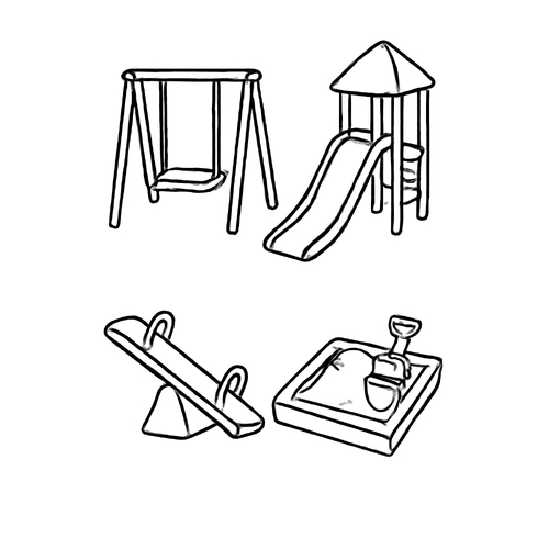 Tranh tô màu đồ chơi trường mầm non cho bé 2025