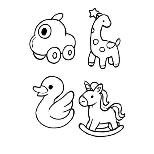 Tranh tô màu đồ chơi trường mầm non cho bé 2025