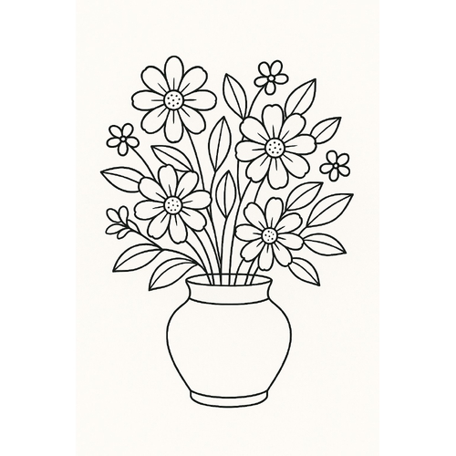 Tranh tô màu chậu hoa cho bé 2025
