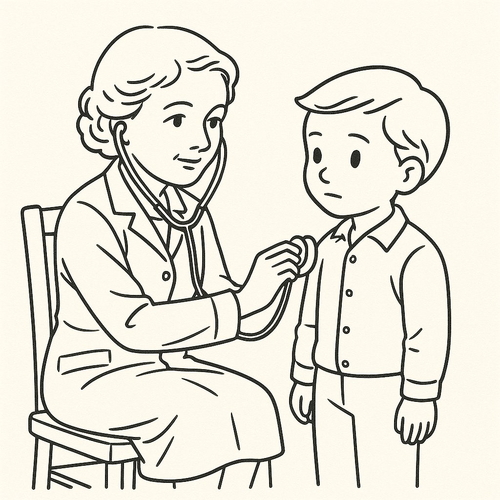 Tranh tô màu bác sĩ khám bệnh cho bé PDF đẹp 2025