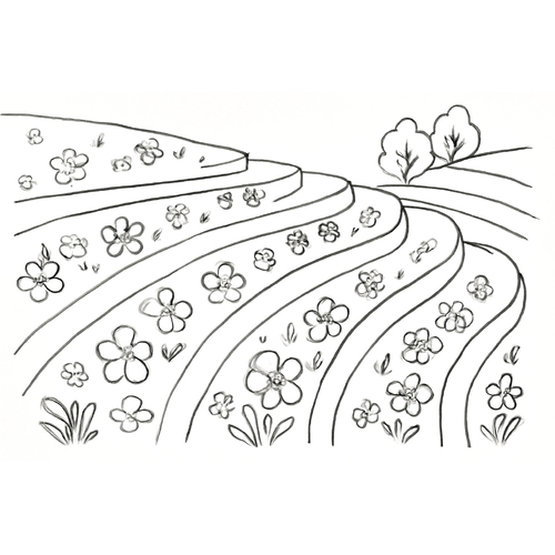 Tranh tô màu ruộng bậc thang cho bé đẹp và dễ tải 2025