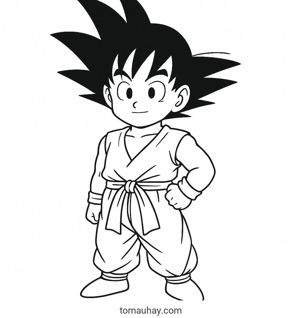 Tô màu Goku cho bé 2026 | Tranh Dragon Ball đẹp PDF - Goku cổ điển