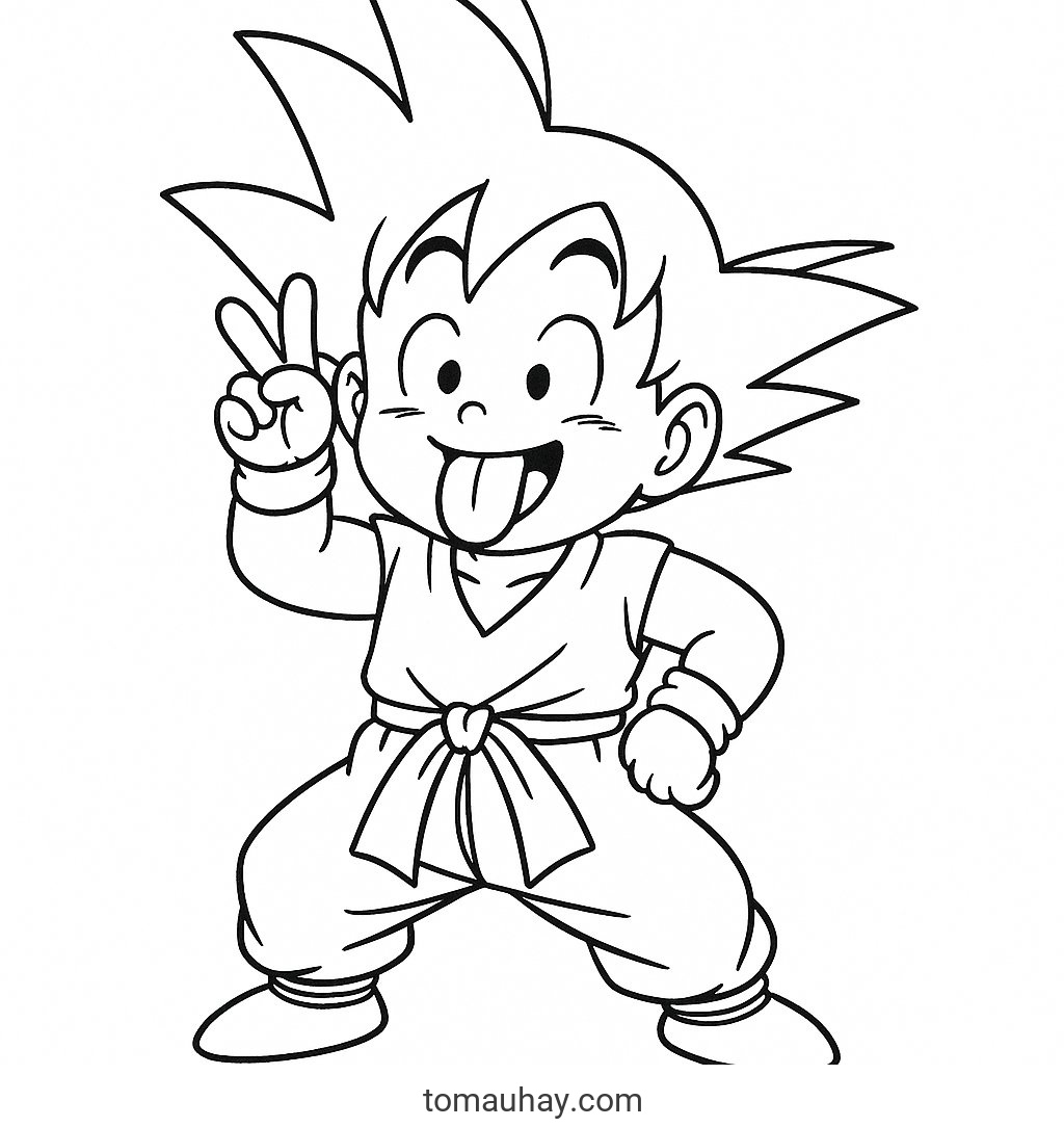 Tô màu Goku cho bé 2026 | Tranh Dragon Ball đẹp PDF - Goku hài hước