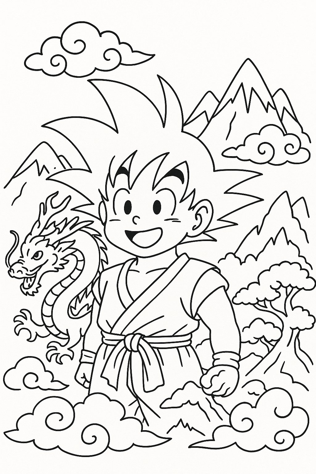 Tô màu Goku cho bé 2025 | Tranh Dragon Ball đẹp PDF