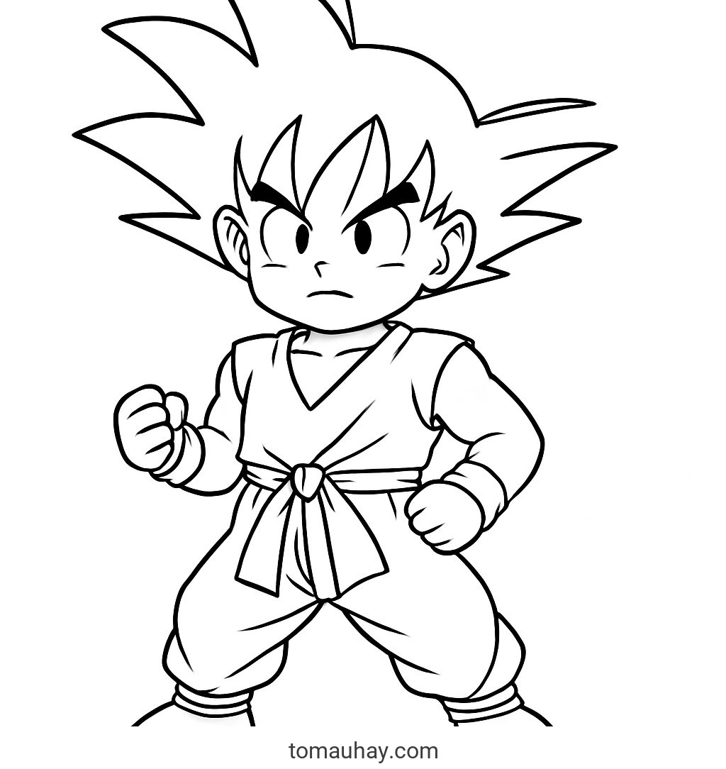 Tô màu Goku cho bé 2026 | Tranh Dragon Ball đẹp PDF - Goku tối giản