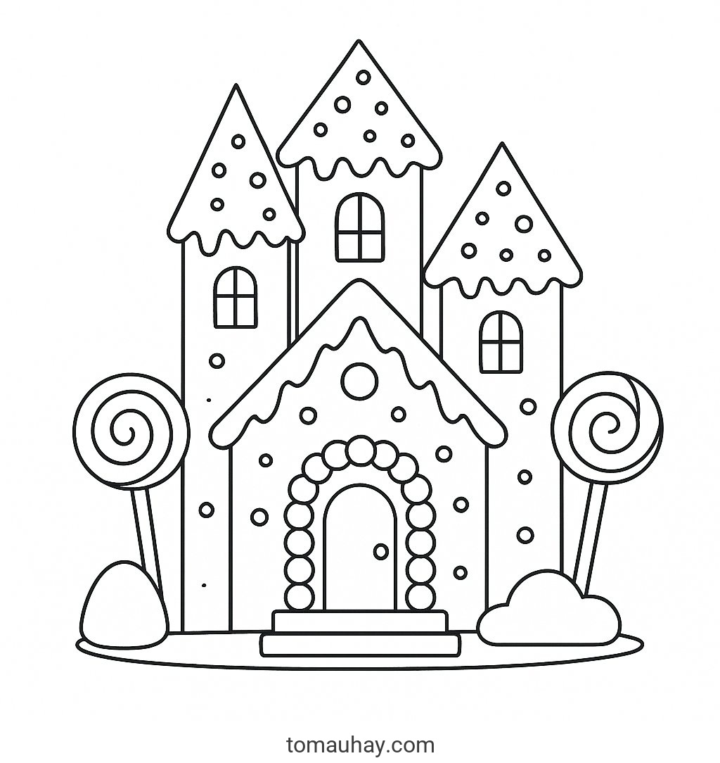 Tô màu ngôi nhà bánh kẹo cho bé 2026 - PDF - Sugar Castle