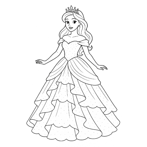 Tranh tô màu công chúa cho bé đẹp dễ thương