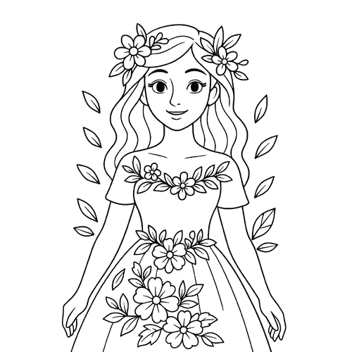 Tranh tô màu công chúa cho bé đẹp dễ thương