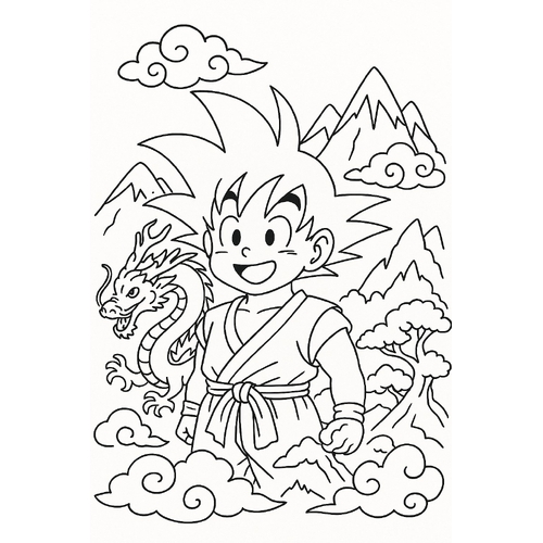 Tô màu Goku cho bé 2025 | Tranh Dragon Ball đẹp PDF