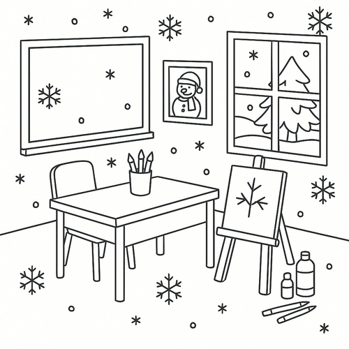 Tranh tô màu lớp học cho bé 2025 - Hình PDF tải nhanh