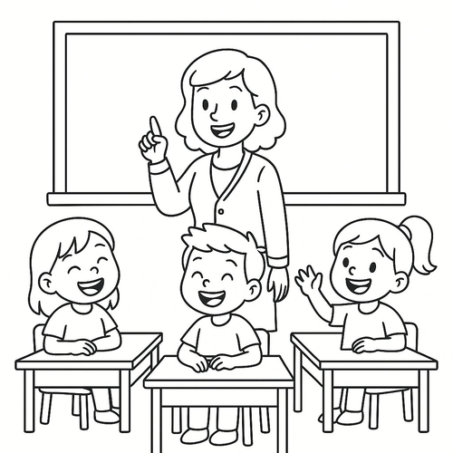 Tranh tô màu lớp học cho bé 2025 - Hình PDF tải nhanh