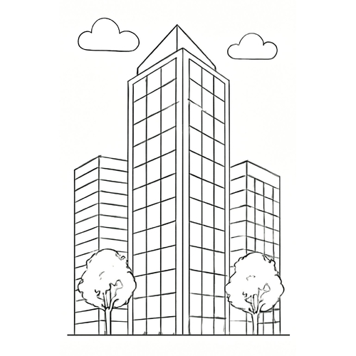 Tô màu nhà cao tầng cho bé 2025 - Hình PDF