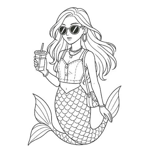 18+ Tranh tô màu nàng tiên cá 2025 cực đáng yêu bé rất thích