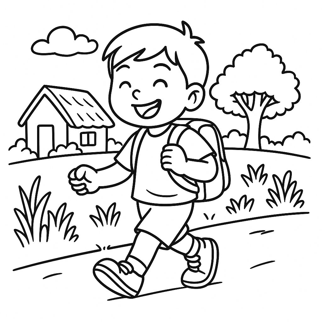 Bé Đi Bộ Đến Trường