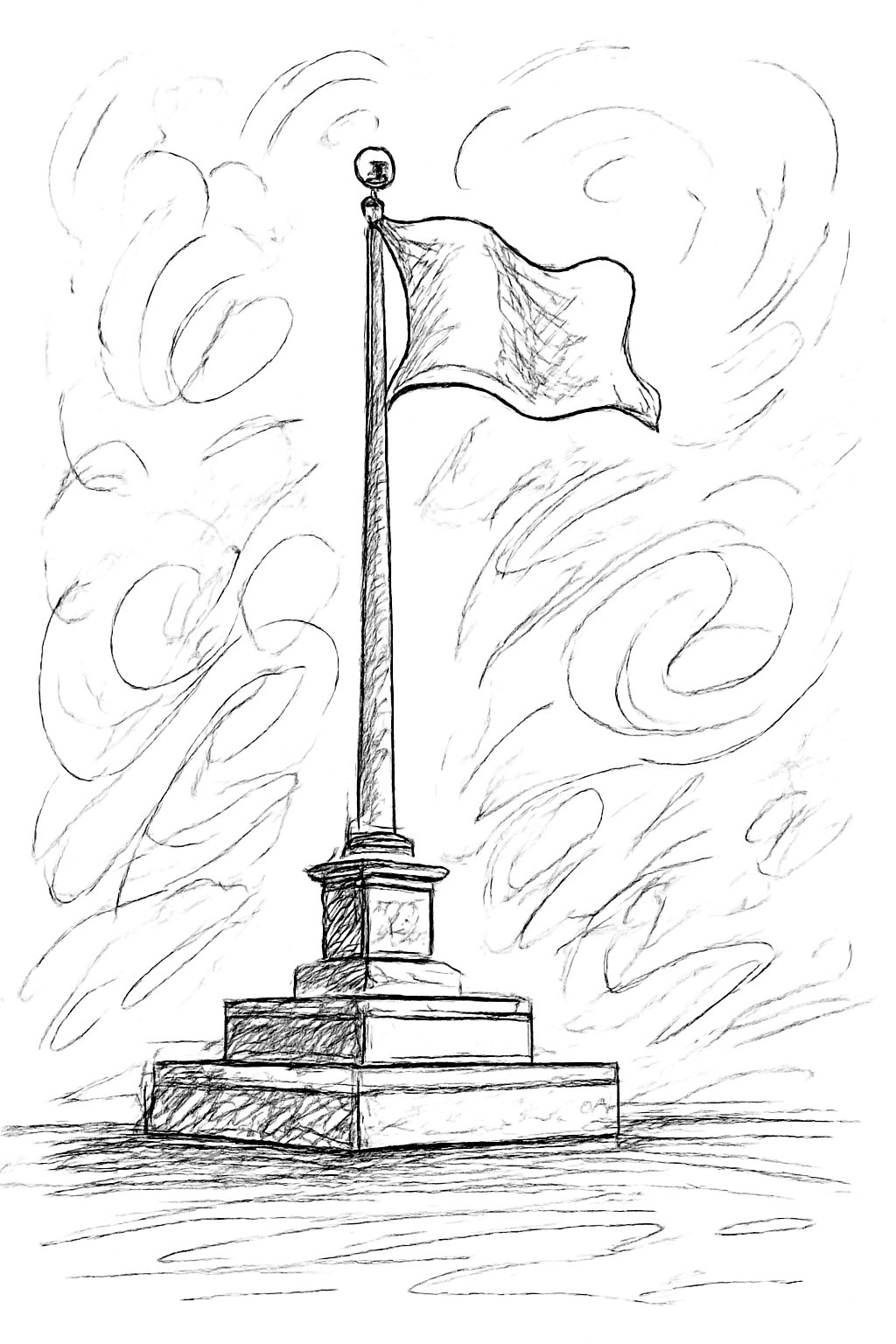 Tranh tô màu cột cờ Hà Nội cho bé 2025 –