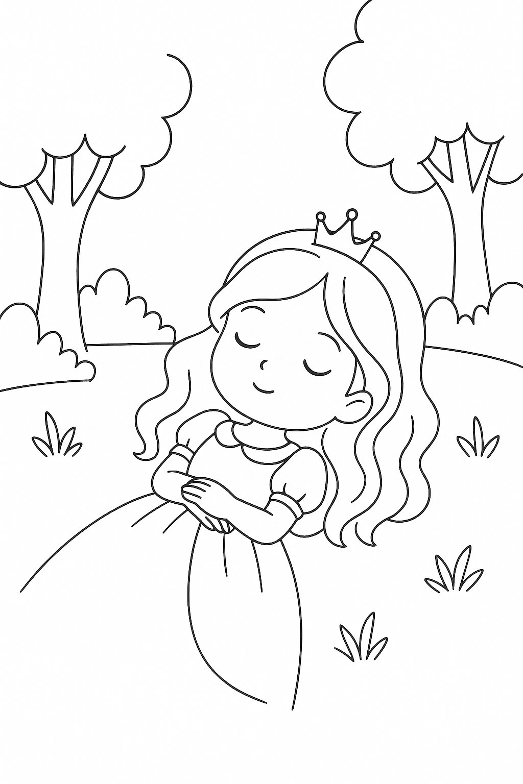 Tranh tô màu công chúa ngủ trong rừng cho bé 2025 - PDF dễ tải
