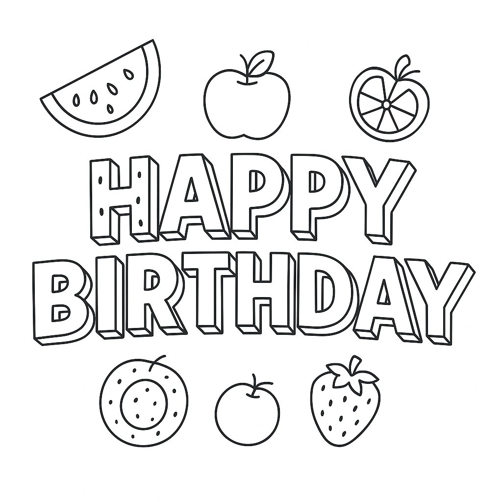 Chữ Happy Birthday Tô Màu Cho Bé - Năm 2025