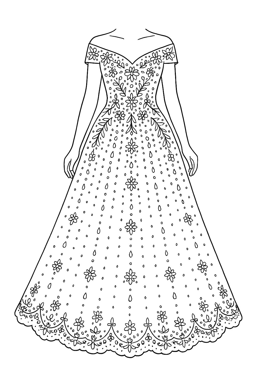 Tranh tô màu váy cưới cho bé 2025