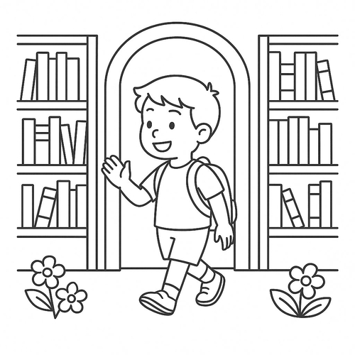 Tranh tô màu bé đi học cho bé 2025 –