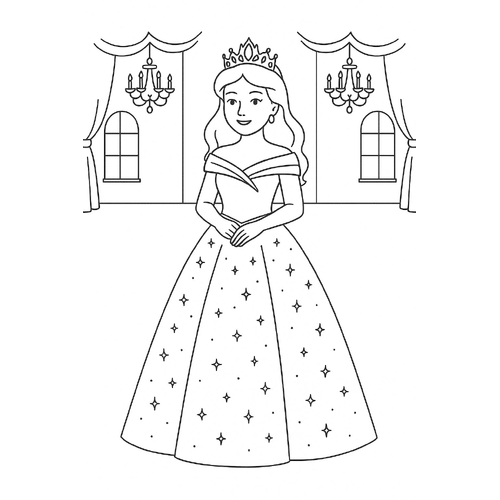 Tranh tô màu công chúa cho bé đẹp dễ thương