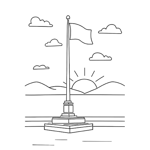 Tranh tô màu cột cờ Hà Nội cho bé 2025 –