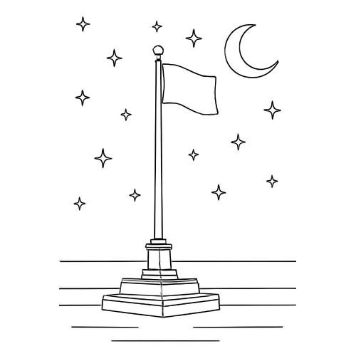 Tranh tô màu cột cờ Hà Nội cho bé 2025 –