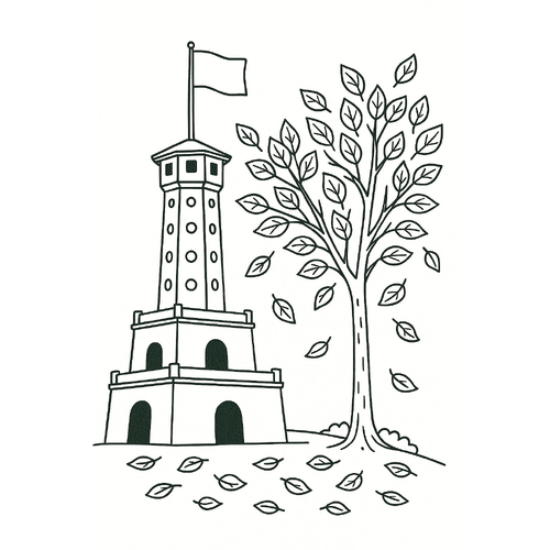 Tranh tô màu cột cờ Hà Nội cho bé 2025 –