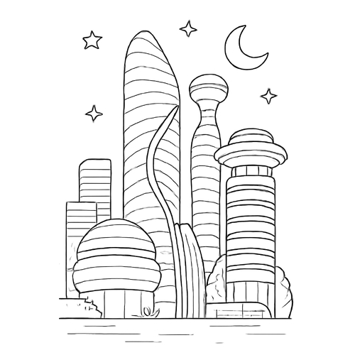 Tranh tô màu thành phố cho bé 2025