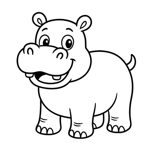 Tô màu con hà mã cho bé 2025 - Tranh &amp; PDF miễn phí