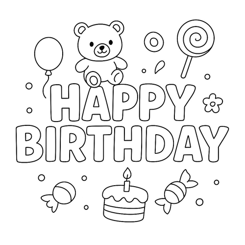 Chữ Happy Birthday Tô Màu Cho Bé - Năm 2025