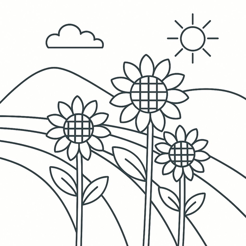 Tranh tô màu hoa hướng dương đẹp cho bé 2025 – tải PDF