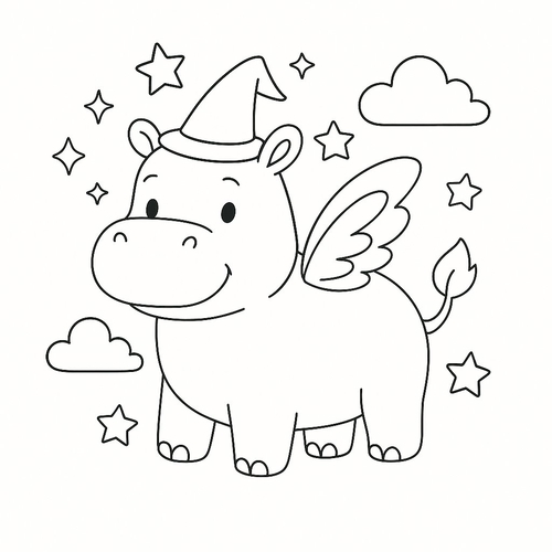 Tô màu con hà mã cho bé 2025 - Tranh &amp; PDF miễn phí