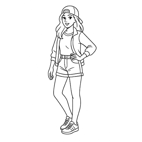 Tranh tô màu cô gái xinh đẹp cho bé 2025 - PDF dễ tải