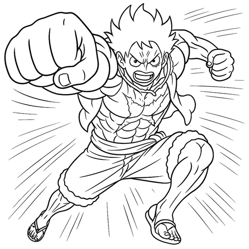 Tranh Tô Màu Luffy Gear 4 Cho Bé Năm 2025 - Miễn Phí