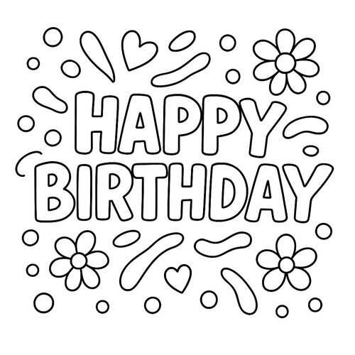 Chữ Happy Birthday Tô Màu Cho Bé - Năm 2025